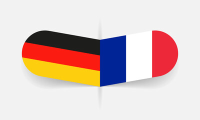 Germany and France flags. French and German flag, national symbol design. Vector illustration.
