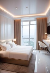 Fototapeta premium modern hotel bedroom design in glossy style