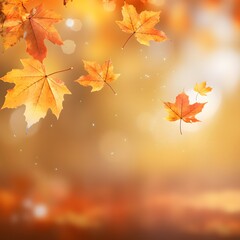 Obraz premium Autumn background with blurred autumn leaves and copy space. Generative AI.