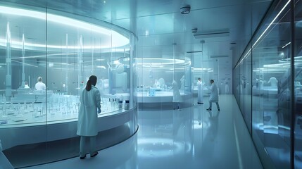 Obraz premium in a laboratory setting, a scientist wearing a lab coat and goggles is conducting an experiment , scientist in a laboratory mixing chemicals