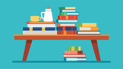 Books lined a table set up by a book lover who was more than happy to trade her beloved reads for new titles to add to her collection.. Vector illustration