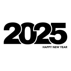 Modern greeting card design 2025. Happy New Year poster with numbers. Minimalism style