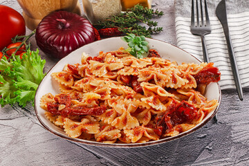 Italian pasta with dry tomato