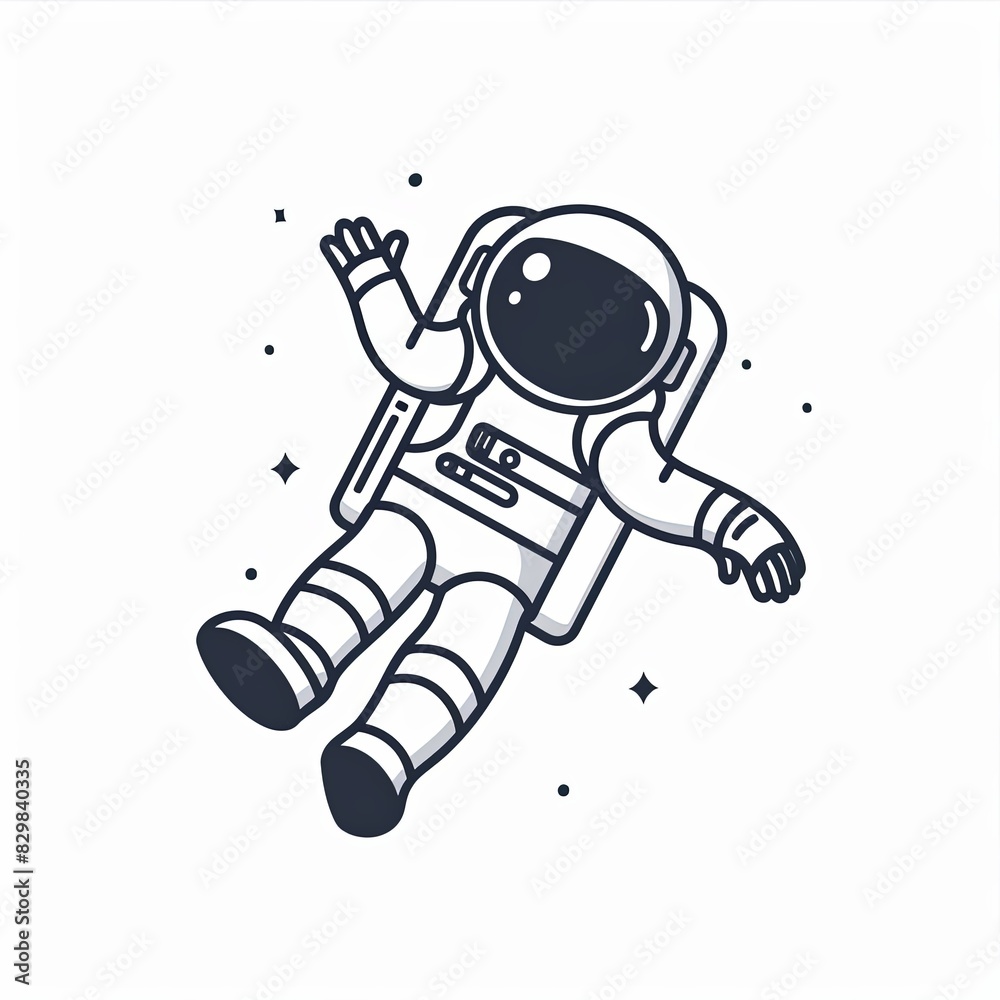 Canvas Prints a black and white drawing of an astronaut floating in space