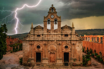 The Arkadi Monastery on Crete/Greece during a thunderstorm