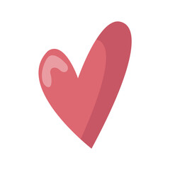 Red heart icon with highlight and shadow. Vector illustration on white background