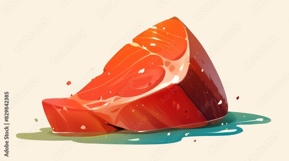 Poster an isolated 2d illustration showcasing a slice of shark meat