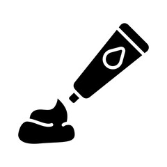 Skincare set icon. Cream tube, lotion application, moisturizer, beauty product, skin hydration, cosmetic care, self-care routine, facial treatment.