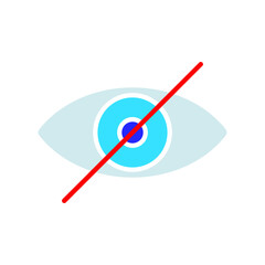 Blindness set icon. Eye crossed out, visual impairment, sight loss, disability, vision, accessibility, support, healthcare, awareness, medical condition, independence, aid.