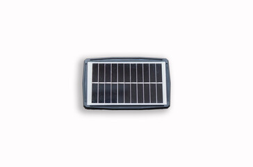 Portable solar panel isolated on white background. Small solar battery cell panel.