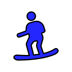 Snowboarding set icon. Person on snowboard, winter sport, snow activity, athlete, downhill, snowboarding, physical exercise, adventure, recreation, fitness.
