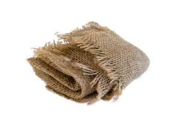 Burlap fabric on white isolated background