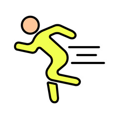 Running set icon. Person running, fast movement, physical exercise, fitness, athlete, jogging, sports activity, health, cardio workout, dynamic motion.