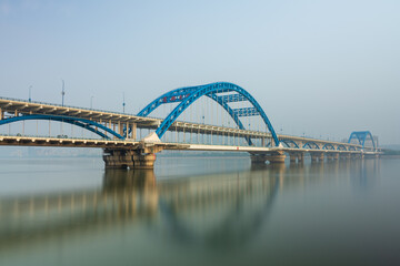 Fototapeta premium Hangzhou Fuxing Bridge on the Qiantang River.
