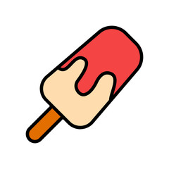 Popsicle set icon. Ice cream on a stick, red and cream colors, refreshing summer treat, sweet, frozen dessert, enjoyed by kids and adults.