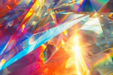 Prism effect crystal abstract background, splitting light across a surface