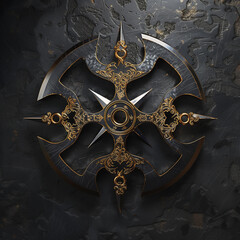 Ornate Black Shuriken with Gold Accents