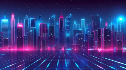 A digital painting of a cyberpunk city. The city is full of tall buildings, neon lights, and flying cars.