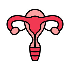 Uterus set icon. Uterus, ovaries, fallopian tubes, female reproductive system, human anatomy, gynecology, reproductive health, fertility, menstruation.