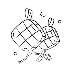 Hand drawn doodle icon of ketupat, ready to use vector