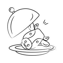 Take a look at amazing icon of beef dish icon in doodle style