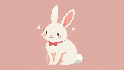 white rabbit with ribbon