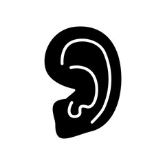 Ear set icon. Human ear, hearing, anatomy, outer ear, auditory system, sound perception, medical illustration.