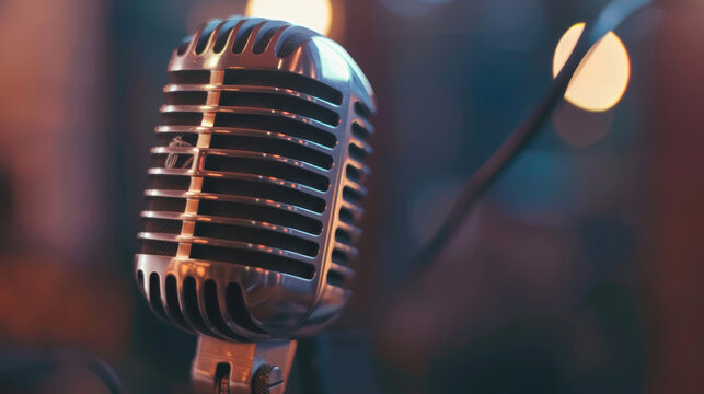 Vintage Microphone Used in Voice Over Recordings and Radio Broadcasts