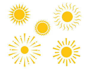 Set of sun shapes, sun icons vector symbol set, Suns collection