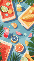 Fototapeta premium summer time cornhole flat design top view leisure theme cartoon drawing colored pastel