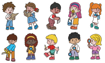 Cute children character illustration vector