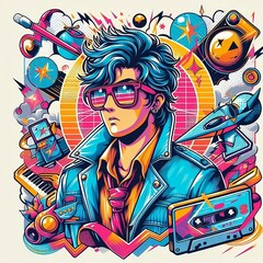 Obraz premium desing an anime character in a retro style