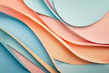 A background made of abstract colored paper textures. It has a simple design with geometric shapes and lines in soft pastel blue, peach, and orange colors.