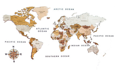 Geographic map Shows properties of various areas on earth pattern transparent background