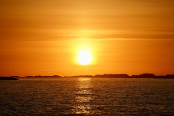 Majestic sunrise from a rest stop along the Atlantic Ocean Road on the northwest coast of Norway.