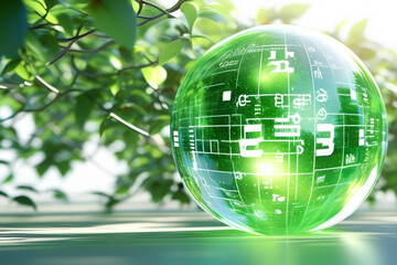 green globe with code