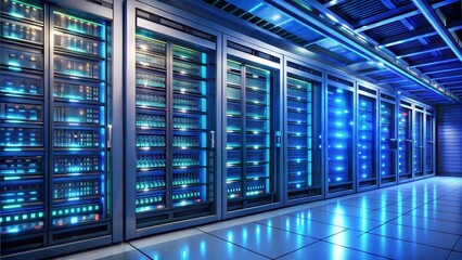 computer server room with servers. 3d rendering