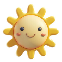 Obraz premium cute sun icon, for apps, 3d render, plastic material