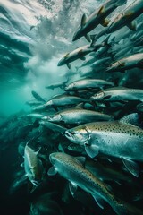 Stunning Underwater View of Salmon Swimming