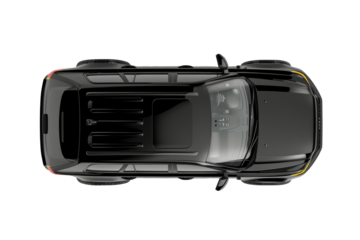 Top view of a black suv top view transparent background