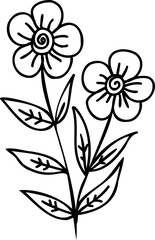 Line art hand drawn flower, decorative flower design
