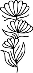 Line art hand drawn flower, decorative flower design