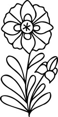 Line art hand drawn flower, decorative flower design