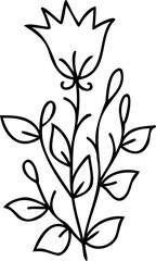 Line art hand drawn flower, decorative flower design