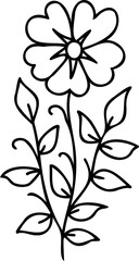 Line art hand drawn flower, decorative flower design