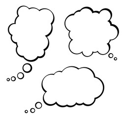 Set of Blank Thought Bubbles in Various Cloud Shapes