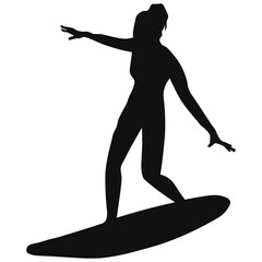 Collection of isolated surf silhouettes in different views. High detail. Graphic resources.