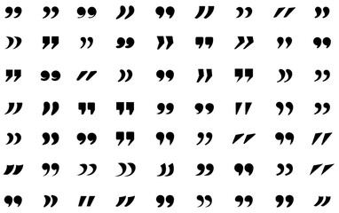 A collection of different styles of black quotation marks, showcasing diverse typographic designs.