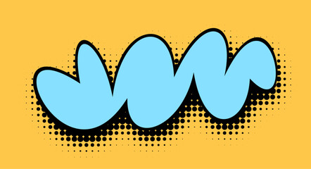 Pop Art Blue Wavy Shape on Yellow