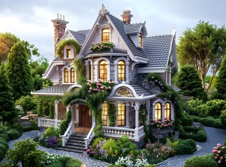 A beautiful house with a garden